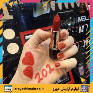 ROJMEL Velvet Matt Lipstick 202-Mahroo Cosmeticsرژلب جامد رژمل شماره 202-رژلب ولوت مت رژمل شماره 202-لوازم آرایش اورجینال مهرو